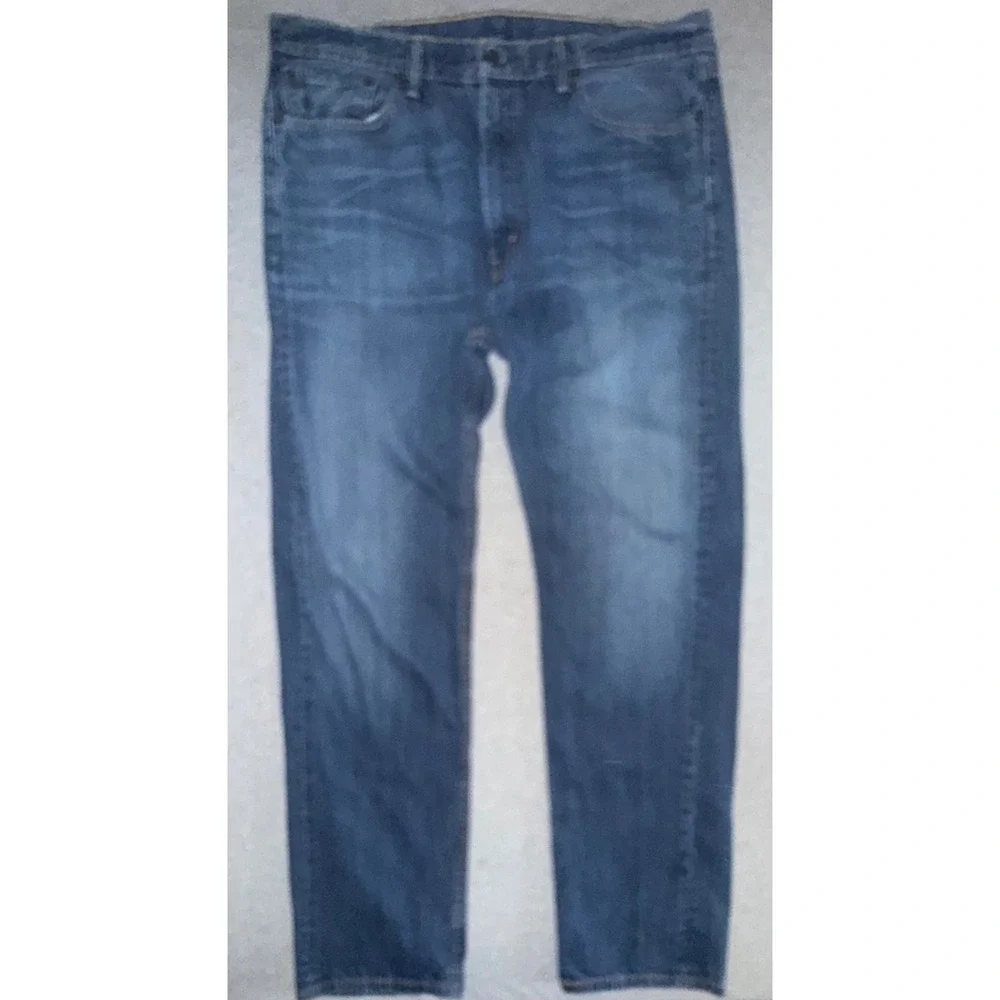 Levi 505 Mens Regular Straight Fit Blue Jeans Dark Wash Workwear Size 38x34
